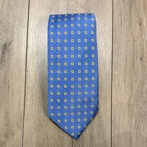 Brooks Brothers Stain Resistant Silk Blue/Yellow Deco Patterned Men's 4" Tie